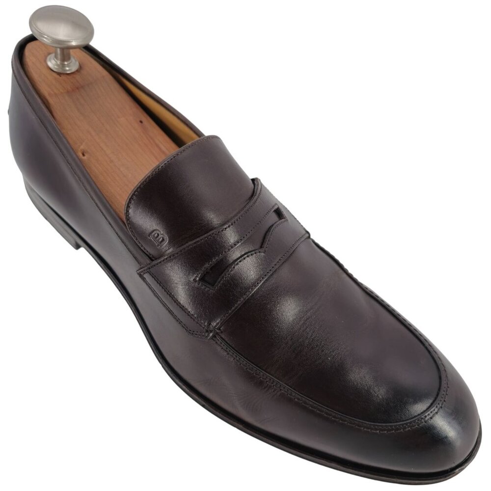Bally Switzerland Webb Dark Brown Leather Penny Loafers Mens 10.5 Dress Shoes